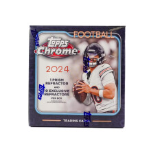 2024 Topps Chrome Football 7er-Pack Sammelkarten-Megabox (1 Prism Refractor + zehn Rookies pro Box!)