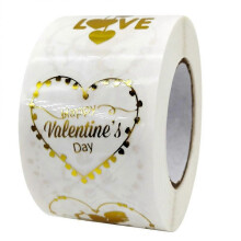 1 Roll Valentine's Day Wedding Stickers Self-adhesive Heart Shape Stickers