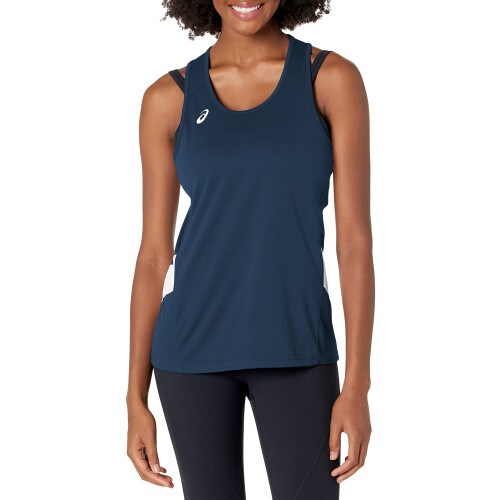 Asics ASICS Dames Team Sweep Singlet, Navy/Wit, Klein
