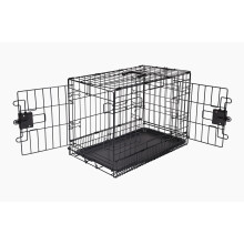 Amazon Basics Durable Foldable Metal Wire Dog Crate with Tray Double Door Divider 22 x 13 x 16 in Black