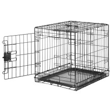 Amazon Basics Durable Foldable Metal Wire Small Dog Crate with Tray Single Door 24 x 18 x 20 in Black