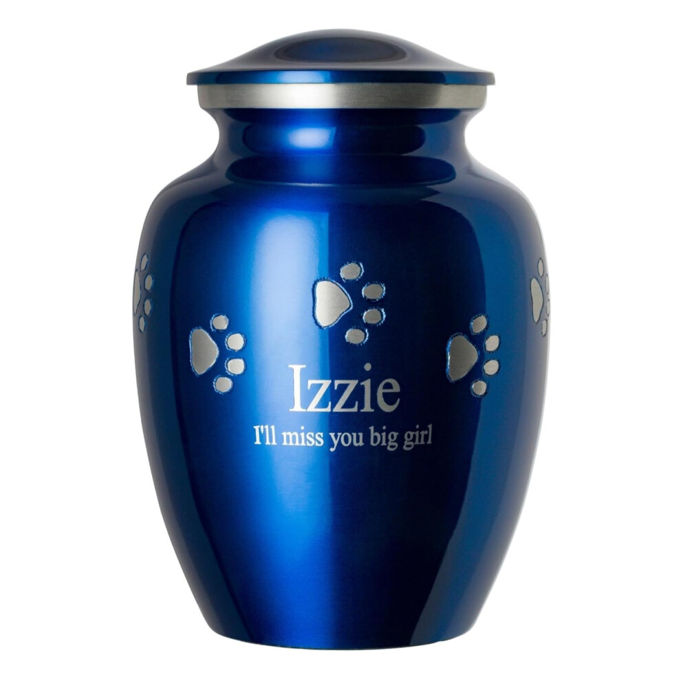 Best Friend Services Haustierurne F R Hunde Und Katzen Mit Personalisierter Lasergravur Ottillie Paws Premier Series Gedenkurnen (Gro , Saphirbla-image