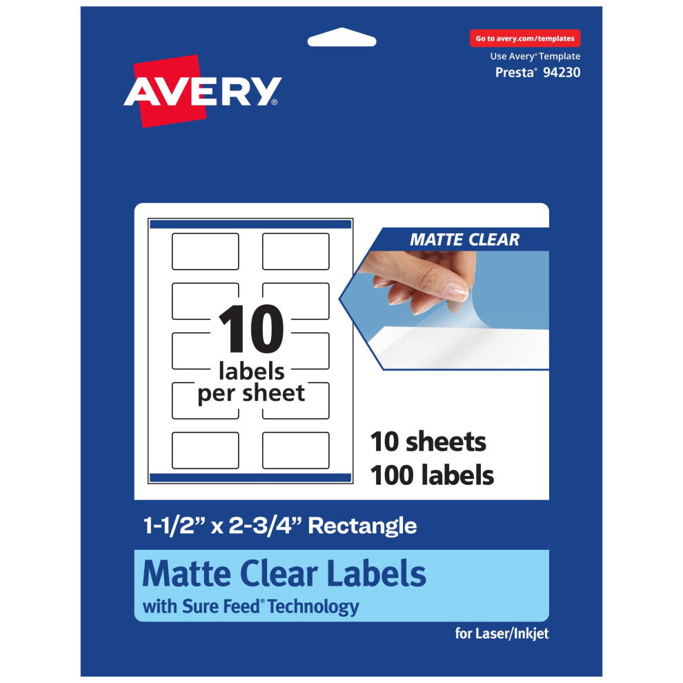 Avery Matte Clear Rectangle Tiquettes Avec Flux Sr 1,5 """" X 2,75 """" 100 Tiquettes Claires Mates Imprimer Les Tiquettes Imprimables Laser / Je-image