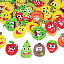 IFKEGON Foam Fruit Stickers 132pcs Peel and Sticky Smile Face Bulk Shapes Fun Materials for Kids (132 colorfui)