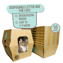 Cats Desire Butting Box - Wegwerp kattenbakpakket (9 pc's) Top/lage invoer - Inclusief 3 deksels 3 basen en 3 multifunctionele kussens - gedeelte