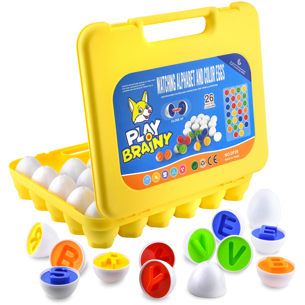 Zagraj W Brainy Montessori Alphabet Matching Eggs 26 Szt. Zestaw Liter Abc Edukacyjne Zabawki Do Wczesnej Nauki I Rozpoznawanie Ksztaltw Puzzle Sort-image