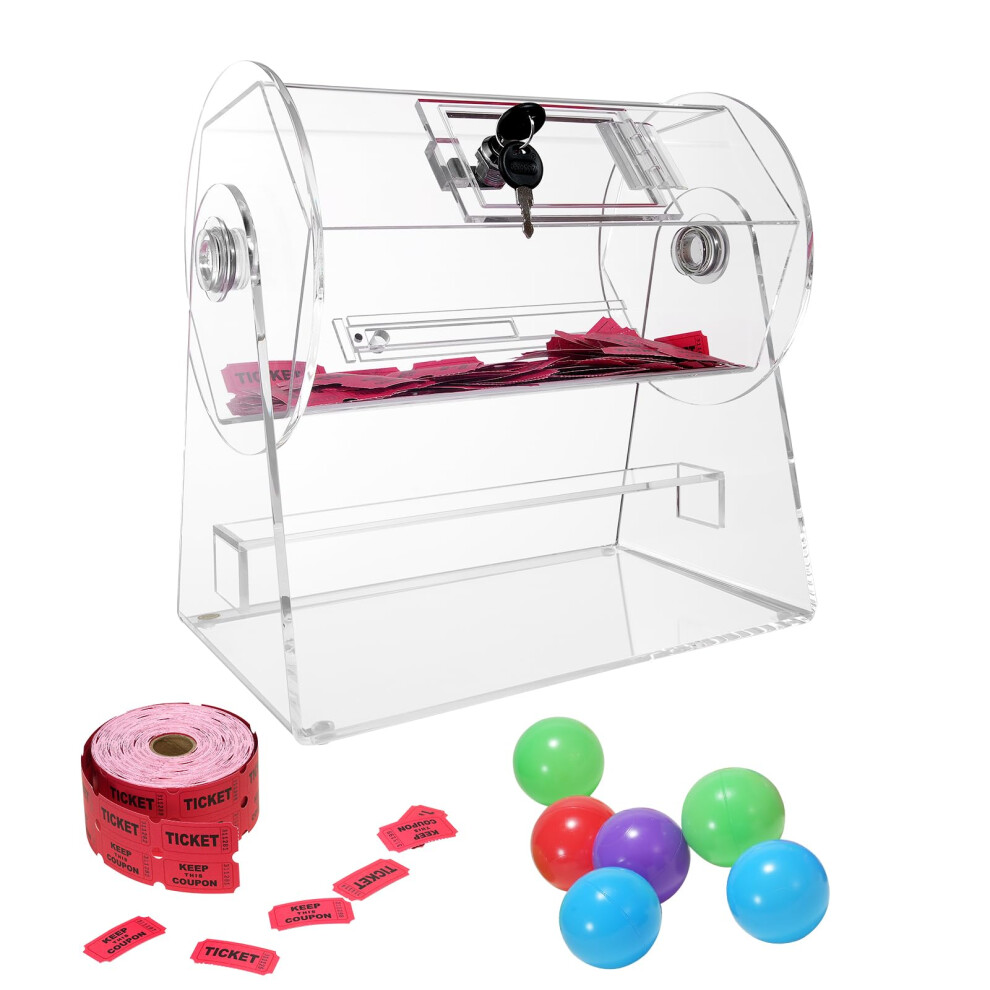 VEVOR Acrylic Raffle Drum  Professional Raffle Ticket Spinning Cage with 2 Keys  Transparent Lottery Spinning Drawing  Holds 2500 Tickets or 100 Raffl-image-OPC-PHFK5VF-NEW