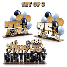 LINGTEER Happy 75e verjaardag gouden acryl tafeltopper centerpieces set - Cheers to 75 jaar oude verjaardag 75e verjaardag feestcadeau decoraties