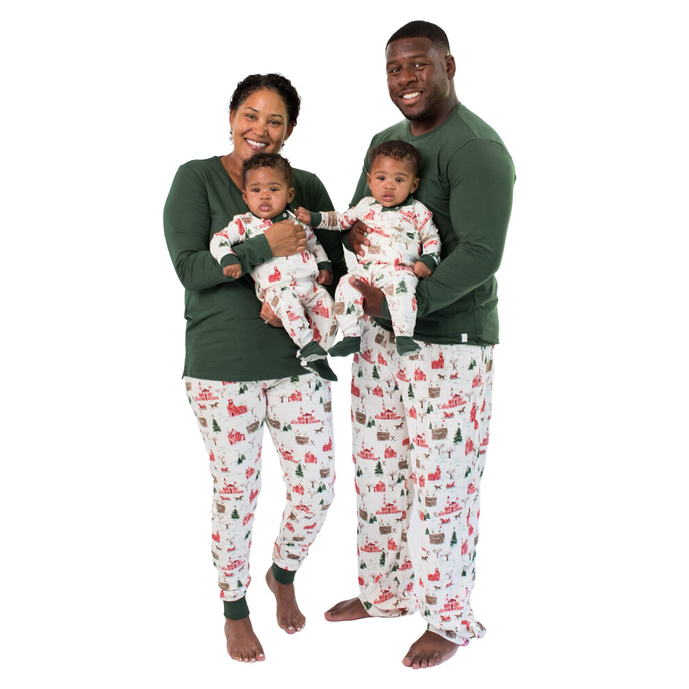 Burt's Bees Baby Unisex Baby Womens Family Jammies Matching Organic Cotton Pajamas  Holiday Village  Medium