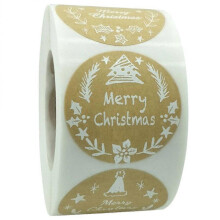 1 Roll/500pcs Kraft Paper Stickers Sealing Sticker Christmas DIY Sticker