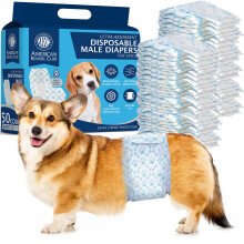 American Kennel Club Male Dog Wrap Disposable Diapers with Wetness Indicator Small 50 Count
