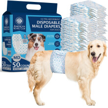 American Kennel Club Fraldas descartveis ????para ces masculinos com indicador de umidade, contagem mdia de 50