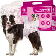 American Kennel Club Female Dog Wrap Disposable Diapers with Wetness Indicator Medium 50 Count