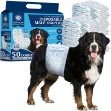 American Kennel Club Male Dog Wrap Disposable Diapers with Wetness Indicator Large 50 Count