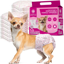 American Kennel Club Female Dog Wrap Disposable Diapers with Wetness Indicator X-Small 50 Count