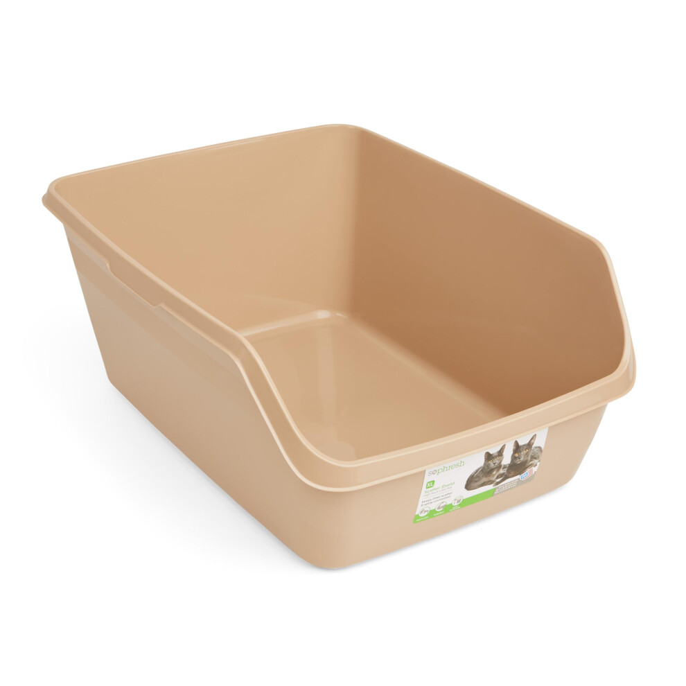 So Phresh Scatter Shield High-Back Litter Box Tan X-Large 24"""""""" L X 18"""""""" W X 10"""""""" H