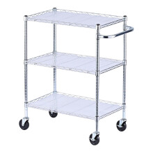 Alera ALESW333018SR 34,5 inch x 18 inch x 40 inch 600 lbs. Draadwagen met capaciteit, 3 planken en voeringen - Zilver