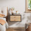 Living And Home (Light Oak+Black) Wall Mounted Floating Bedside Table 1