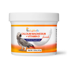 UnRuffledRx ernringscalciumtilskud til fugle Magnesium + Vitamin D3 (1,59 oz.) | Fuglesundhedstilskud | Fuldstndig smagls og let oplselig i v