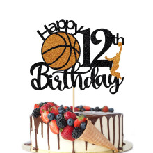 Crseniny Basketball Tillykke med 12-?rs f?dselsdagskage Topper Basketball Sportskagevalg Sk?l til 12 ?rs f?dselsdagskagedekoration B?rn Drenge Pi