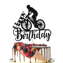 Crseniny Black Flash Cykel Tillykke med f?dselsdagen Kage Topper F?dselsdagsfest Kagedekoration Sports-tema Festartikler