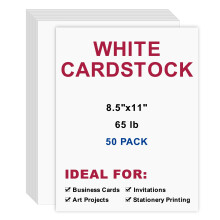 Cardstock 8,5 x 11 50 stk 65lb/180gsm tykt kartonprinter Papir til kunsthndvrk Brevpapirudskrivning Visitkort Kontorudskrivning (hvid 50stk)