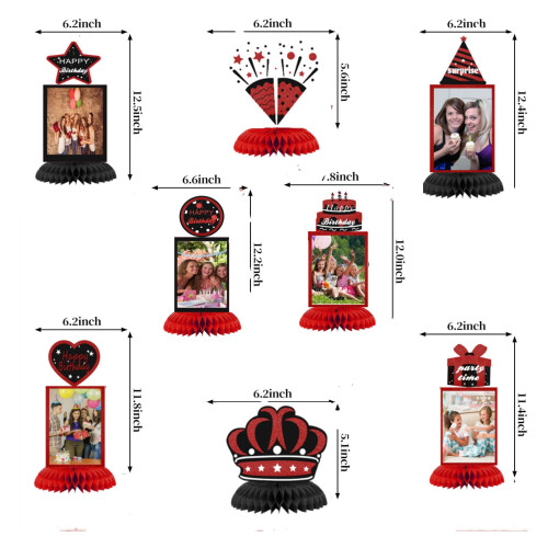 Winpogee 9pcs d   corations d'anniversaire rouge noir 2