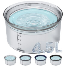 Decflow 1.2Gallon Dog Water Bowl No Spill 4.5L Large Capacity Spill Proof Dog Bowls with Transparent Floating Disk Anti-Splash Slow Drinking Dog Bow