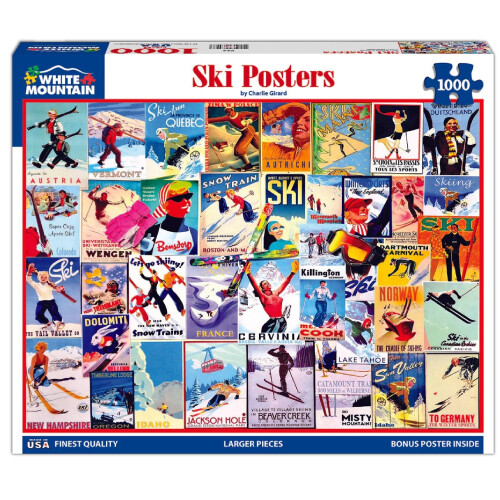 WHITE MOUNTAIN White Mountain Puzzles Poster di sci - Puzzle da 1000 pezzi 1