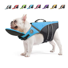 Mklhgty Hunde-Schwimmweste, reflektierende Hunde-Schwimmweste mit abnehmbarem Halsschwimmer und hohem Auftrieb zum Schwimmen und Bootfahren, Ripstop-