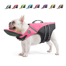 Mklhgty Hunde-Schwimmweste, reflektierende Hunde-Schwimmweste mit abnehmbarem Halsschwimmer, hoher Auftrieb zum Schwimmen und Bootfahren, Ripstop-Hau