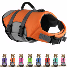 Mklhgty Hunde-Schwimmweste, reflektierend, verstellbare Hunde-Schwimmweste mit Rettungsgriff zum Schwimmen und Bootfahren, Ripstop-Haustiersicherheit