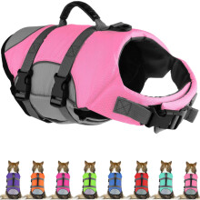 Mklhgty Hunde-Schwimmweste, reflektierend, verstellbare Hunde-Schwimmweste mit Rettungsgriff zum Schwimmen und Bootfahren, Ripstop-Haustiersicherheit