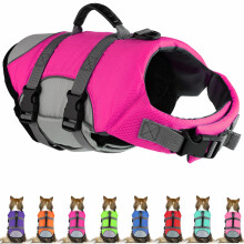 Mklhgty Hunde-Schwimmweste, reflektierend, verstellbare Hunde-Schwimmweste mit Rettungsgriff zum Schwimmen und Bootfahren, Ripstop-Haustiersicherheit