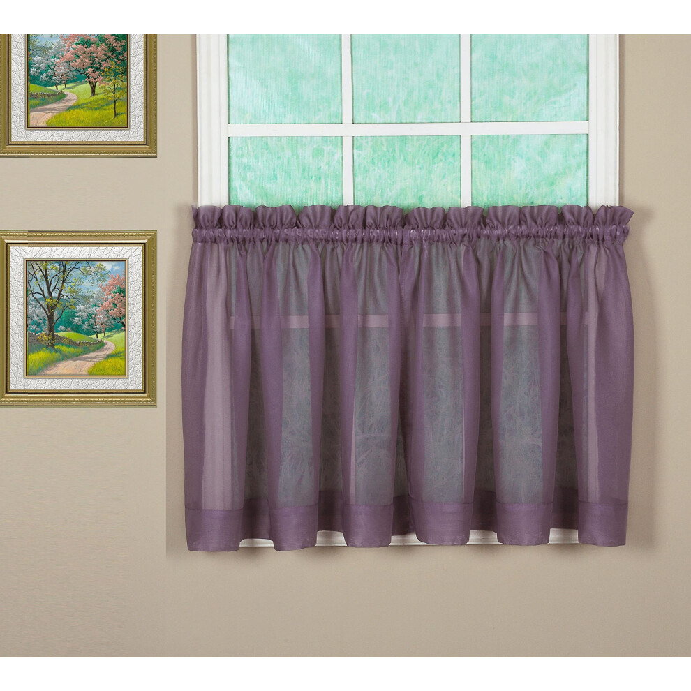 Today's Curtain Emelia Original Voile Tier Pair 36""""  Amethyst  60""""W x 36""""L-image-OPC-PHFK826-NEW