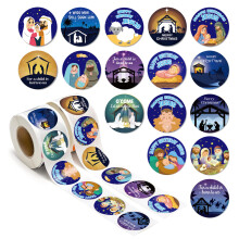 1000Pcs Christmas Religious Stickers Christmas Nativity Stickers Jesus Christian Sticker for Xmas Cards Envelopes Candy Roll Sticker.