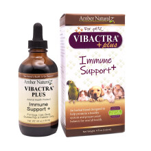 Amber NaturalZ Vibactra Plus Urtetilskud til hunde Katte Fugle Marsvin og kaniner | Urter til immunsundhed og grbalance | 4 flydende ounce glasf