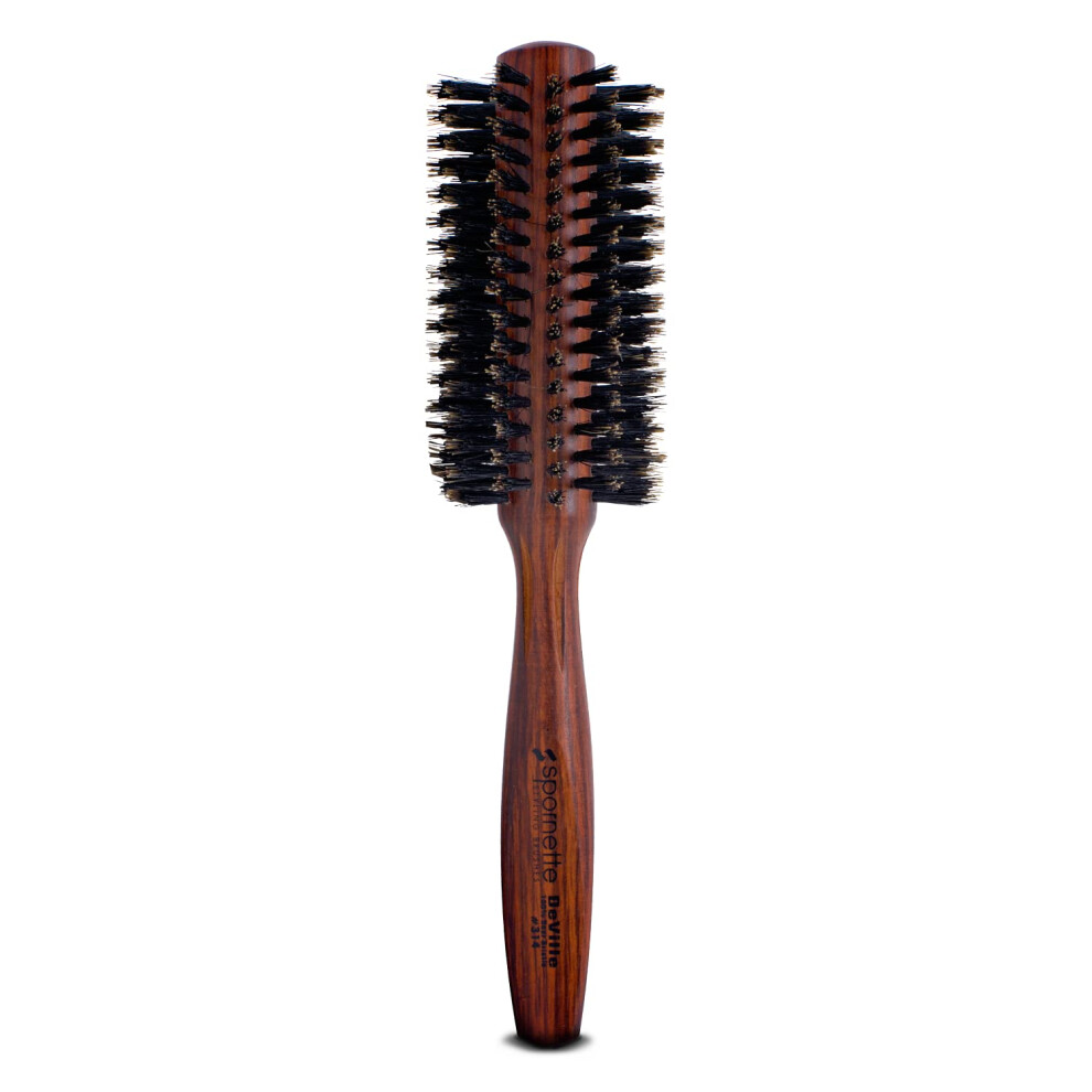 Spornette Deville Boar Bristle Round Brush For Women - Round Hair Brush For Blow Drying Curling & Styling - Adds Shine Volume & Lift To All Hair Typ