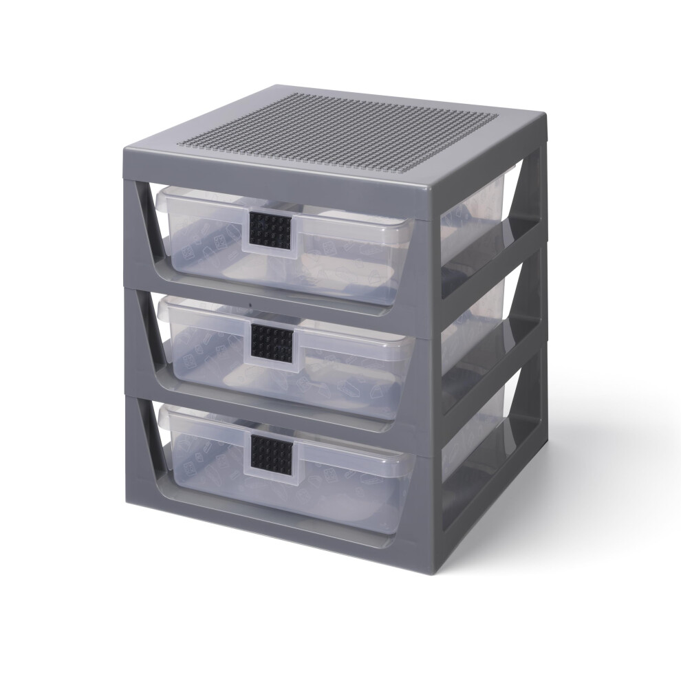Photos - Other Toys LEGO 3 Drawer Storage Rack Dark Grey - Customizable Toy Storage Unit with Removable Drawers and Building Station for Kids' D