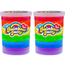 JA-RU 1Lb Mega Rainbow Slime Putty for Kids w/Plastic Bucket (2 Units) Neon Glitter Slime Party Favors. Stress Relief Toy. Treasure Box Items Go