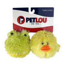 Pet Lou EZ Squeaky Ball Twin Pack poikasen ja sammakon halkaisija 4 tuumaa keltainen pehmolelut ja -tarvikkeet