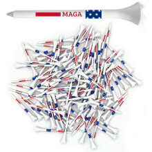 ProActive Sports MAGA 3 100-pakke med holdbare 6-benede plastikgolf-t-shirts med patriotisk amerikansk flagprint - fremstillet i USA