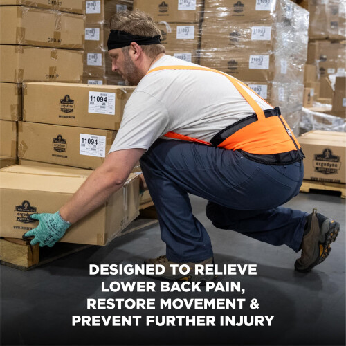 Ergodyne ProFlex 100HV Back Support Brace High Visibility Support Belt 8"""" Spandex Material Removeable Straps 1