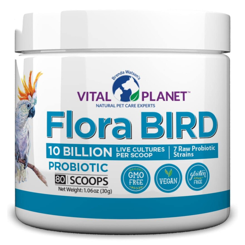 Vital Planet - Flora Bird Probiotic Powder Supplement with 10 Billion Cultures and 7 Diverse Strains High Potency Probiotics for All Birds for Avian