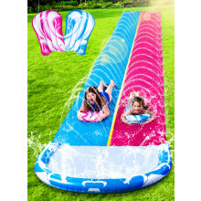 JOYIN 22,5 Fu Wasserrutsche und 2 aufblasbare Bretter, extra lange, robuste Doppel-Rasen-Wasserrutsche mit Sprinkler f r Kinder und Erwachsene,