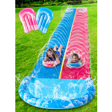 JOYIN 32,5 Fu Wasserrutsche und 2 aufblasbare Bretter, extra lange, robuste Doppel-Rasen-Wasserrutsche mit Sprinkler f r Kinder und Erwachsene,