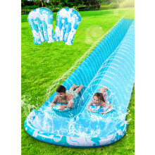 JOYIN 22,5 Fu Wasserrutsche und 2 aufblasbare Bretter, extra lange, robuste Doppel-Rasen-Wasserrutsche mit Sprinkler f r Kinder und Erwachsene,