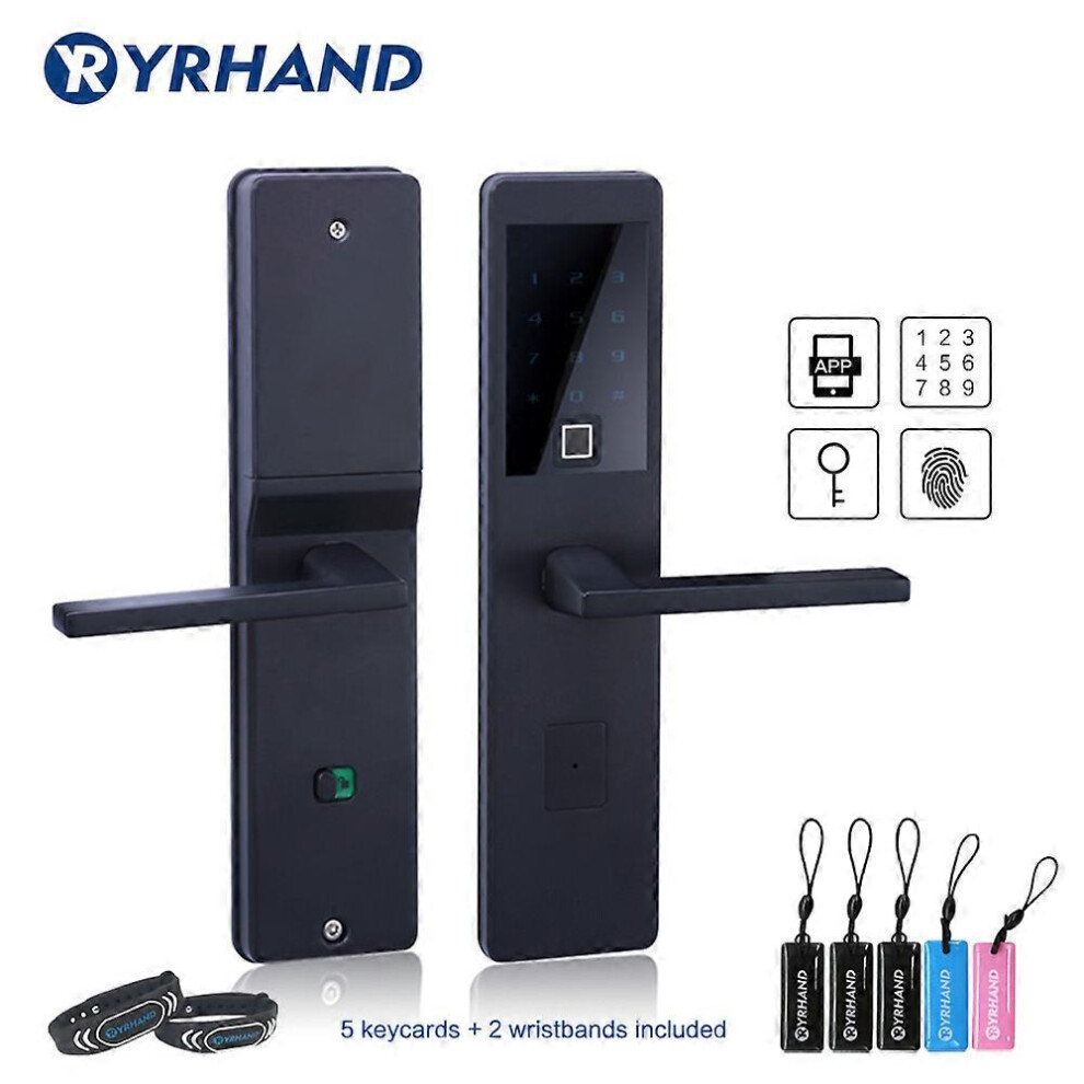 (Left Pull Door, One Size) Wifi Bluetooth App Control Smart Electronic Biometric Fingerprint Door Lock 4909775810318
