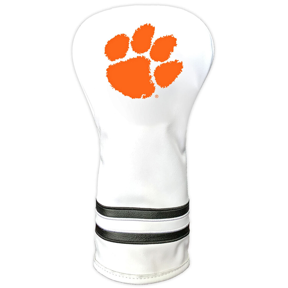Photos - Golf Team  NCAA Clemson Tigers White Vintage Driver Head Cover White Vintage Driver  Club Headcover Form Fitting Design R