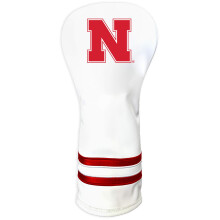 Team Golf NCAA Nebraska Cornhuskers White Vintage Fairway Head Cover White Vintage Fairway Golf Club Headcover Form Fitting Design Retro Design